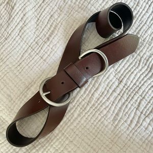 Anthropologie Brown Leather Belt with Silver Buckle